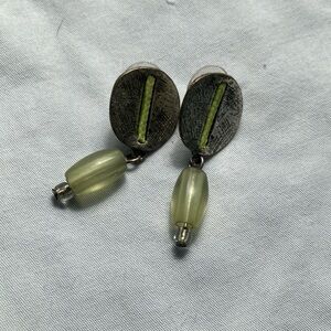 Green and silver Dangly Earrings